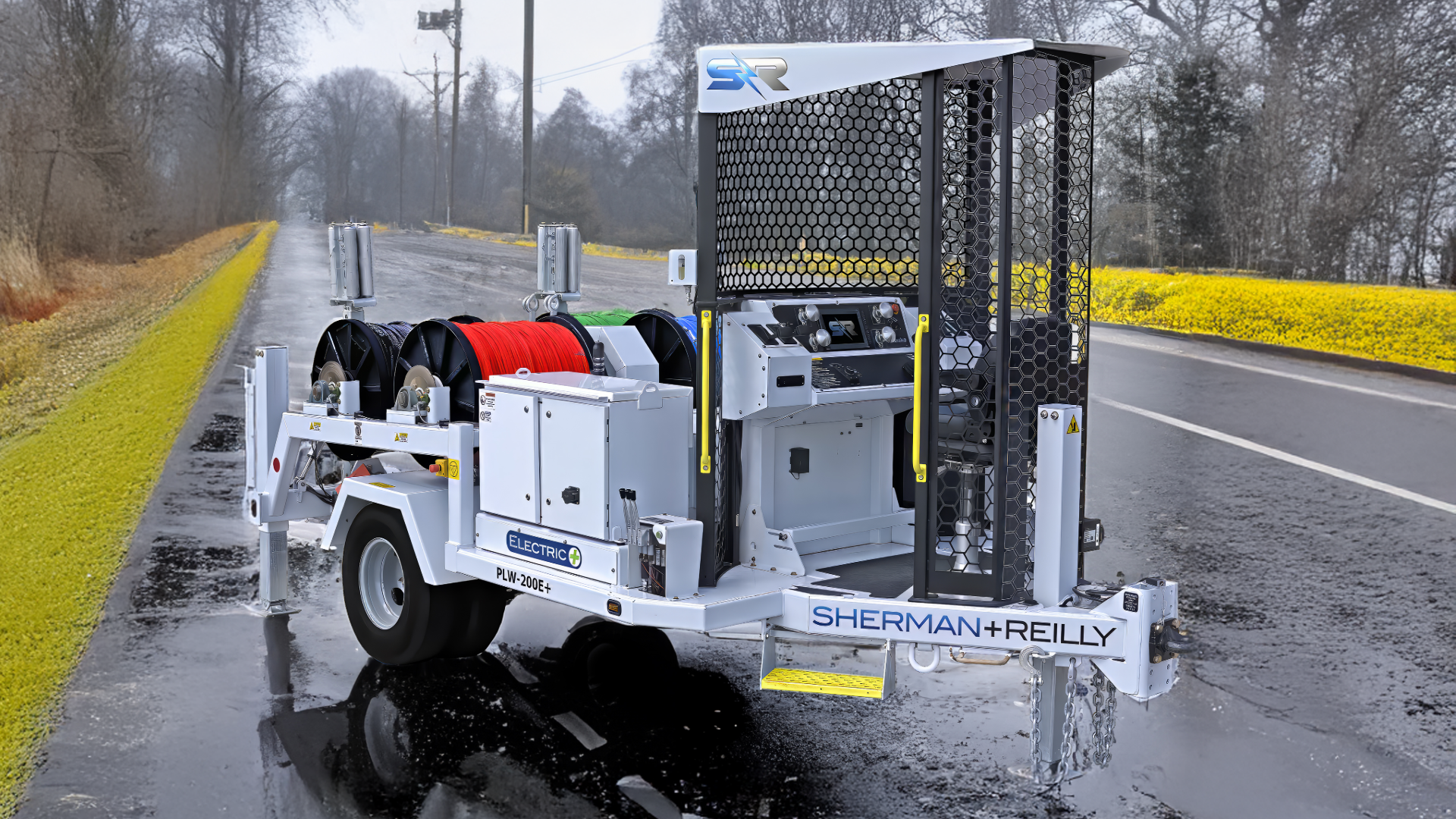 Sherman+Reilly Inc. cable spools on trailer with controls