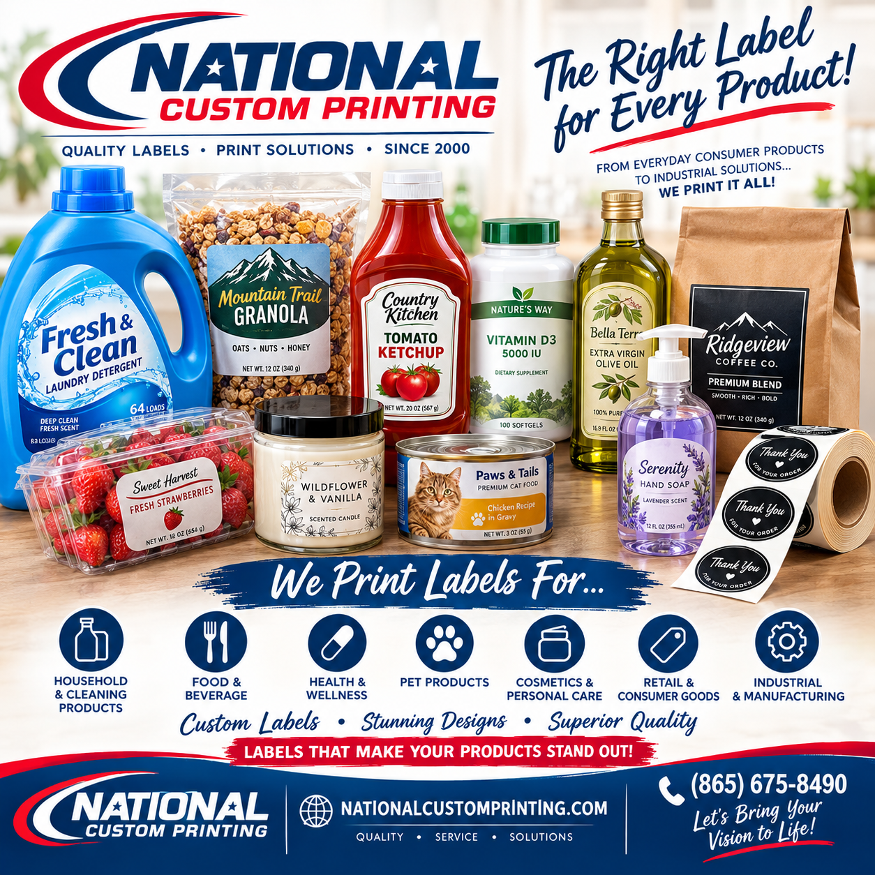 Image with various products displaying custom labels